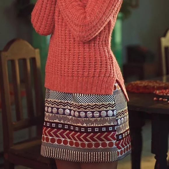 Anthropologie Glistened Geo Mini Skirt by Nomad Morgan Carter sz 8 - Picture 2 of 8